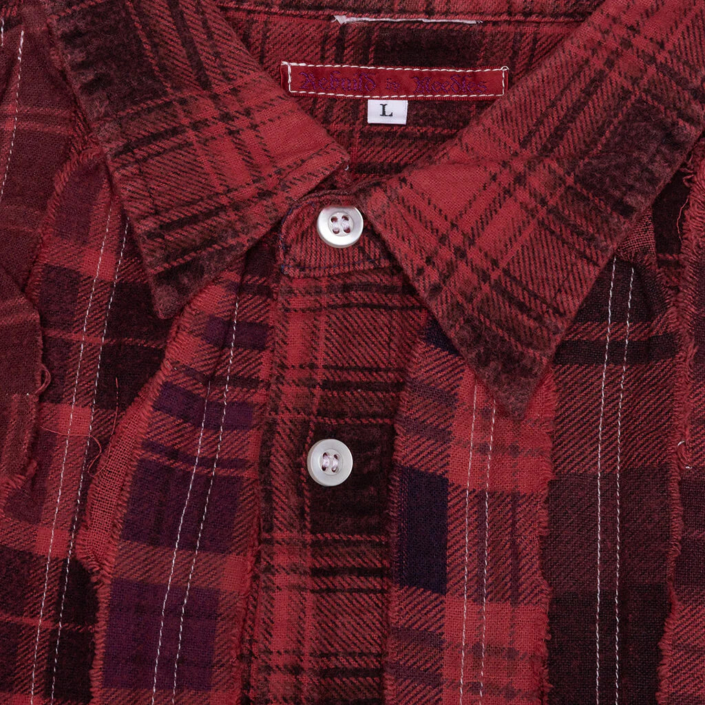 Ribbon Over Dye Flannel Shirt Red