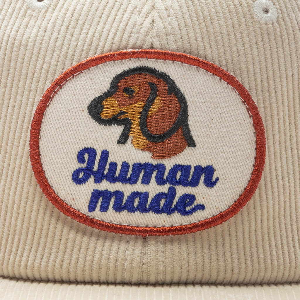 6 Panel Corduroy Cap White