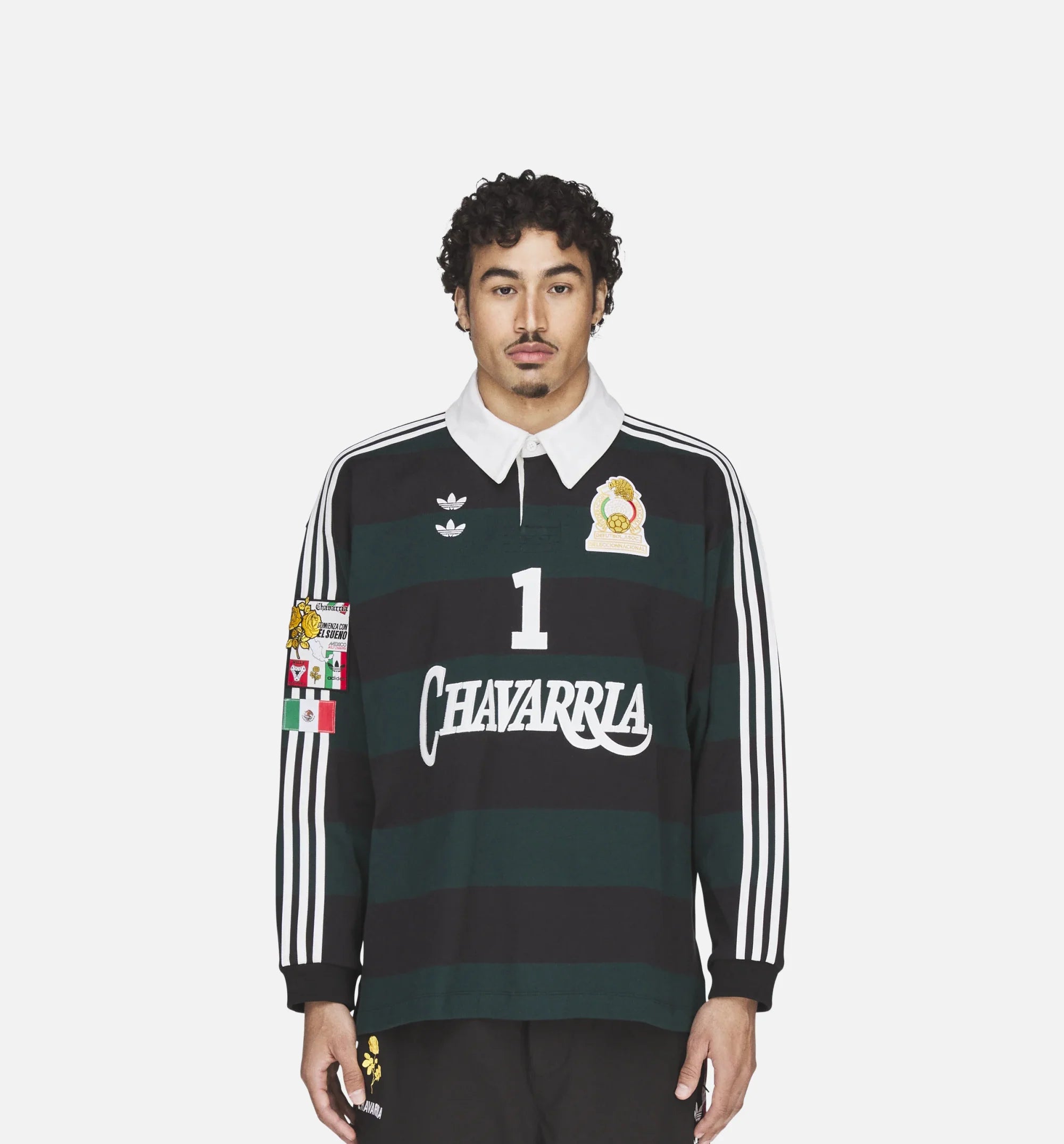 Chavarria Rugby Mens Long Sleeve Shirt Black Aurora Ivy