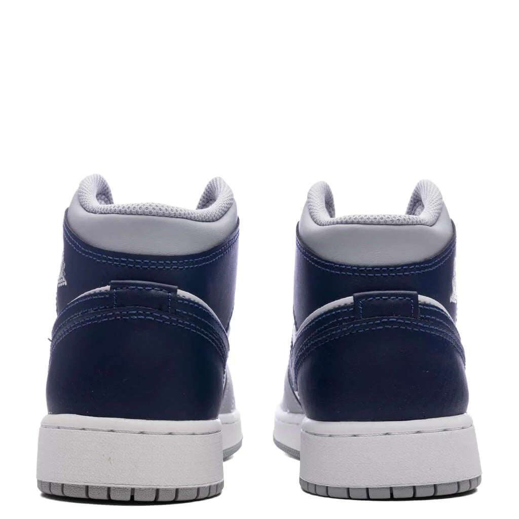 Air Jordan 1 Mid GS White Midnight Navy Wolf Grey