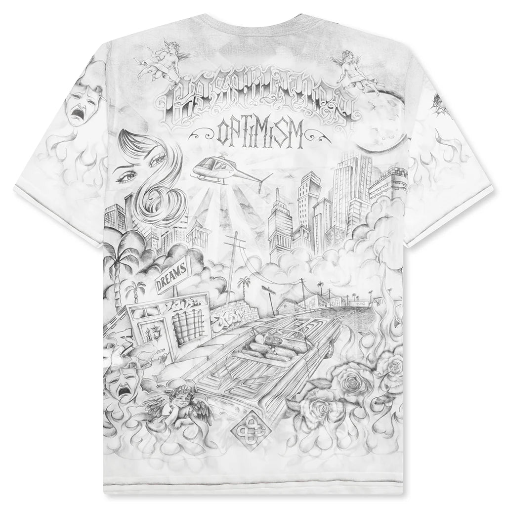 Short Sleeve Printed Crew Neck Mesh Top Tattoo
