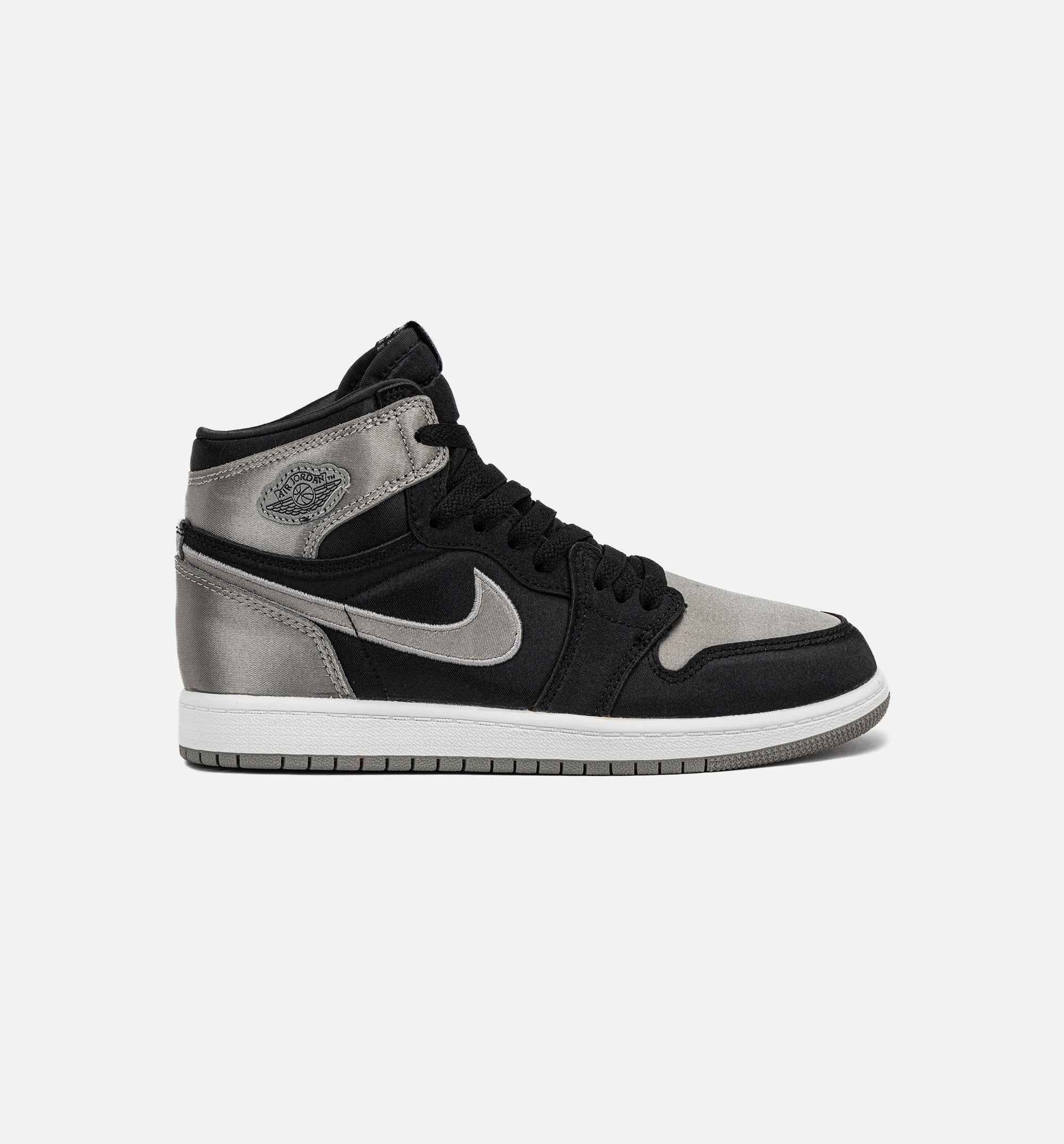 Air Jordan 1 Retro High OG Satin Shadow Preschool Lifestyle Shoe Black Medium Grey White