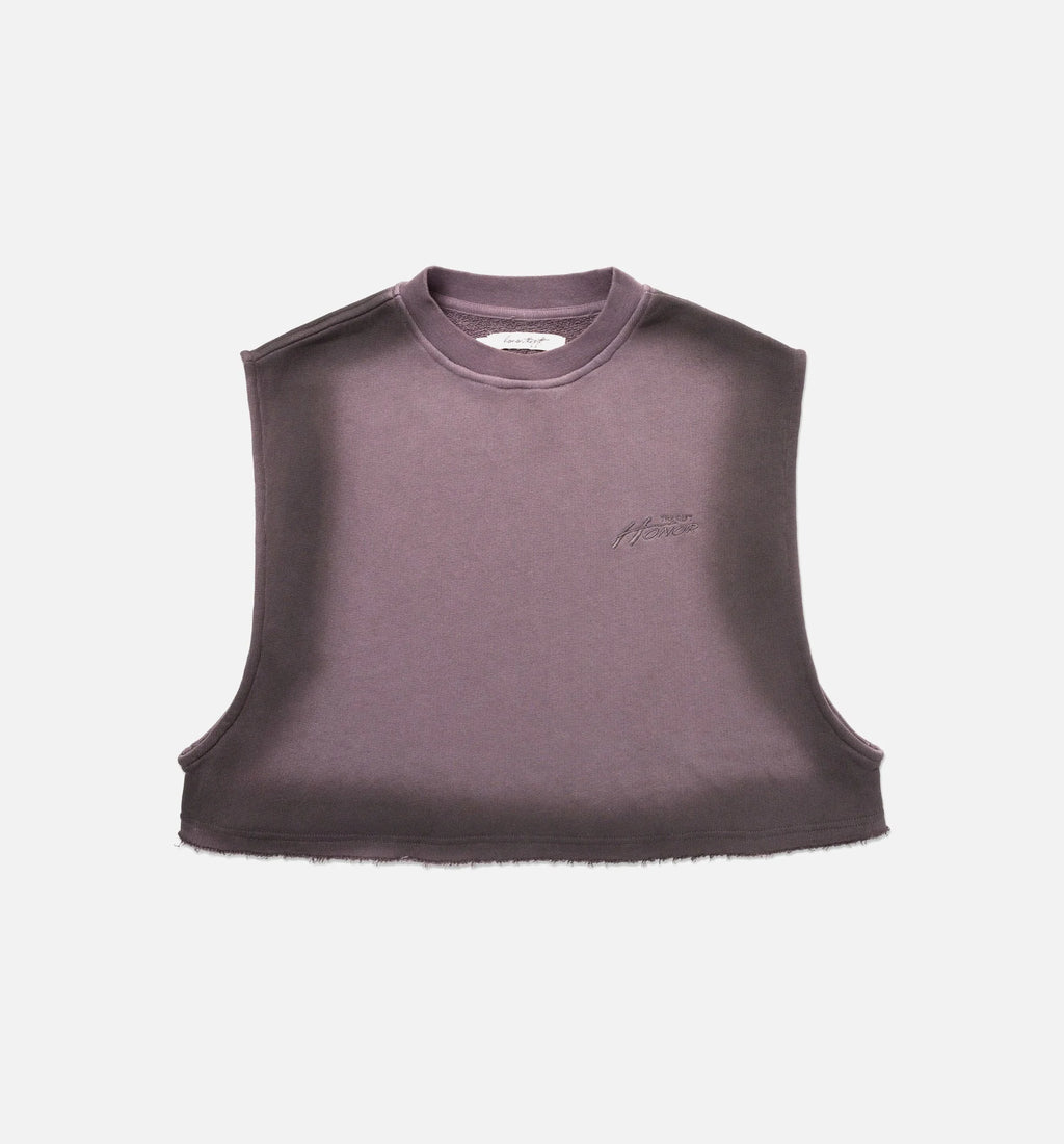 Cropped Spray Muscle Womens Tank Top Black