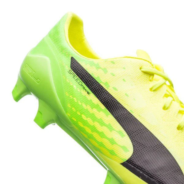 PUMA Evospeed 17 SL FG Firm Ground Soccer Cleats Safety Yellow Black Green Gecko