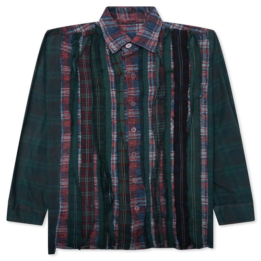 Over Dyed Ribbon Wide Shirt Green