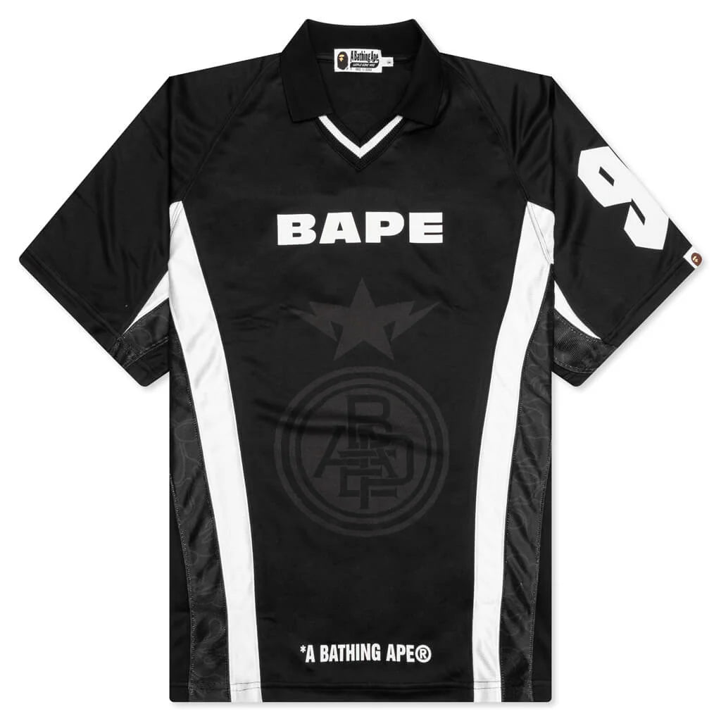 Multi Logo Relaxed Fit Soccer Jersey Black