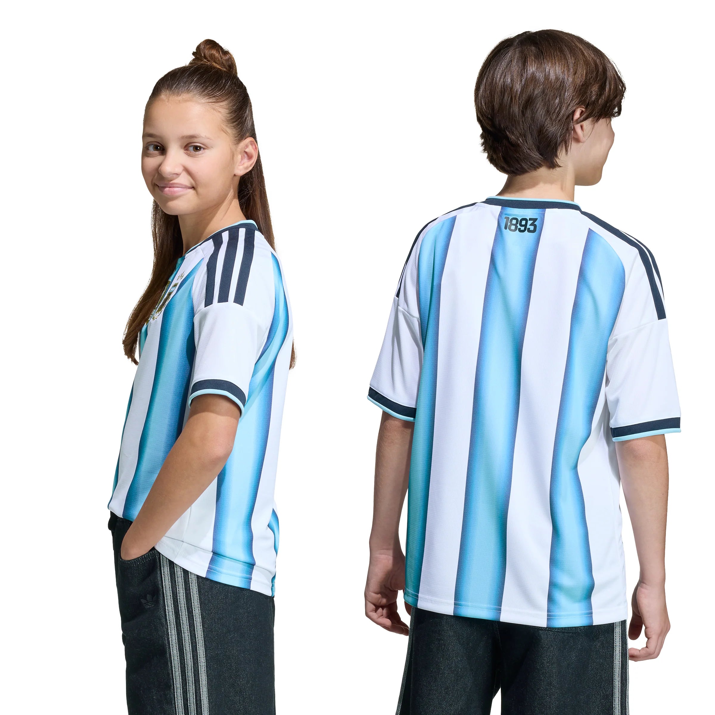adidas Argentina Home Youth Soccer Jersey 26 White Blue