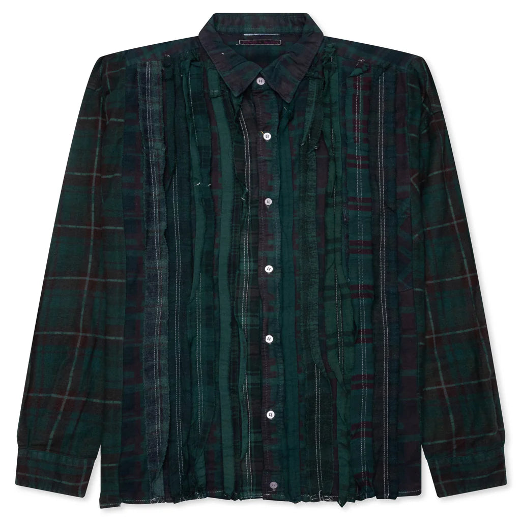 Over Dyed Ribbon Wide Shirt Green