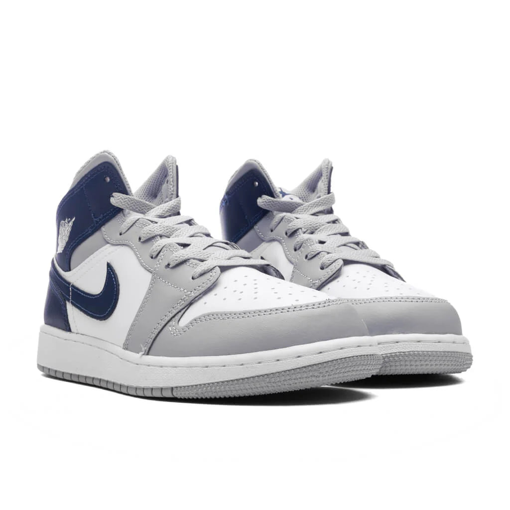 Air Jordan 1 Mid GS White Midnight Navy Wolf Grey