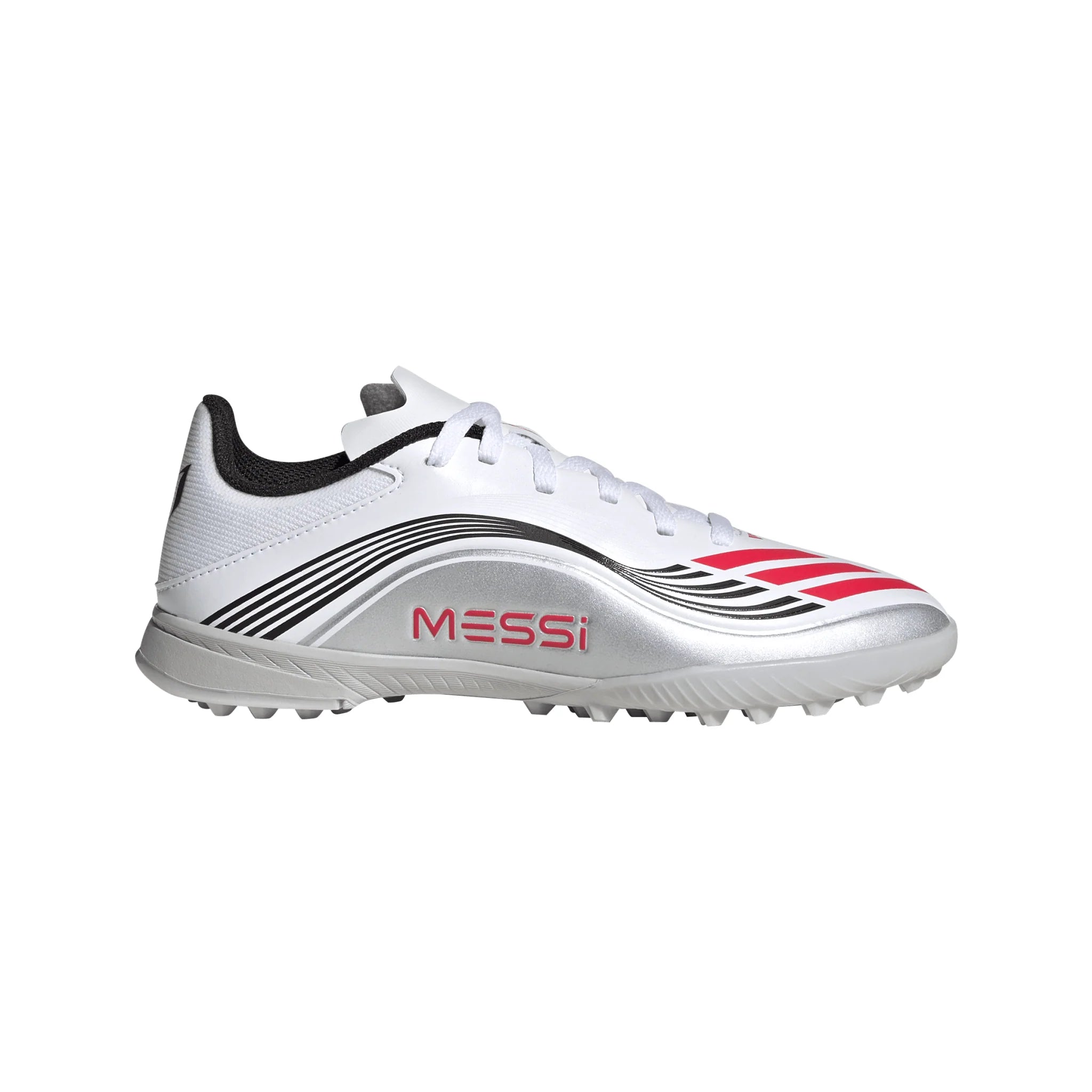 adidas F50 Messi League Turf Youth Soccer Cleats White Red Silver