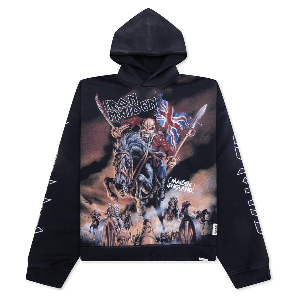 Iron Maiden Steed Hoodie Stained Black
