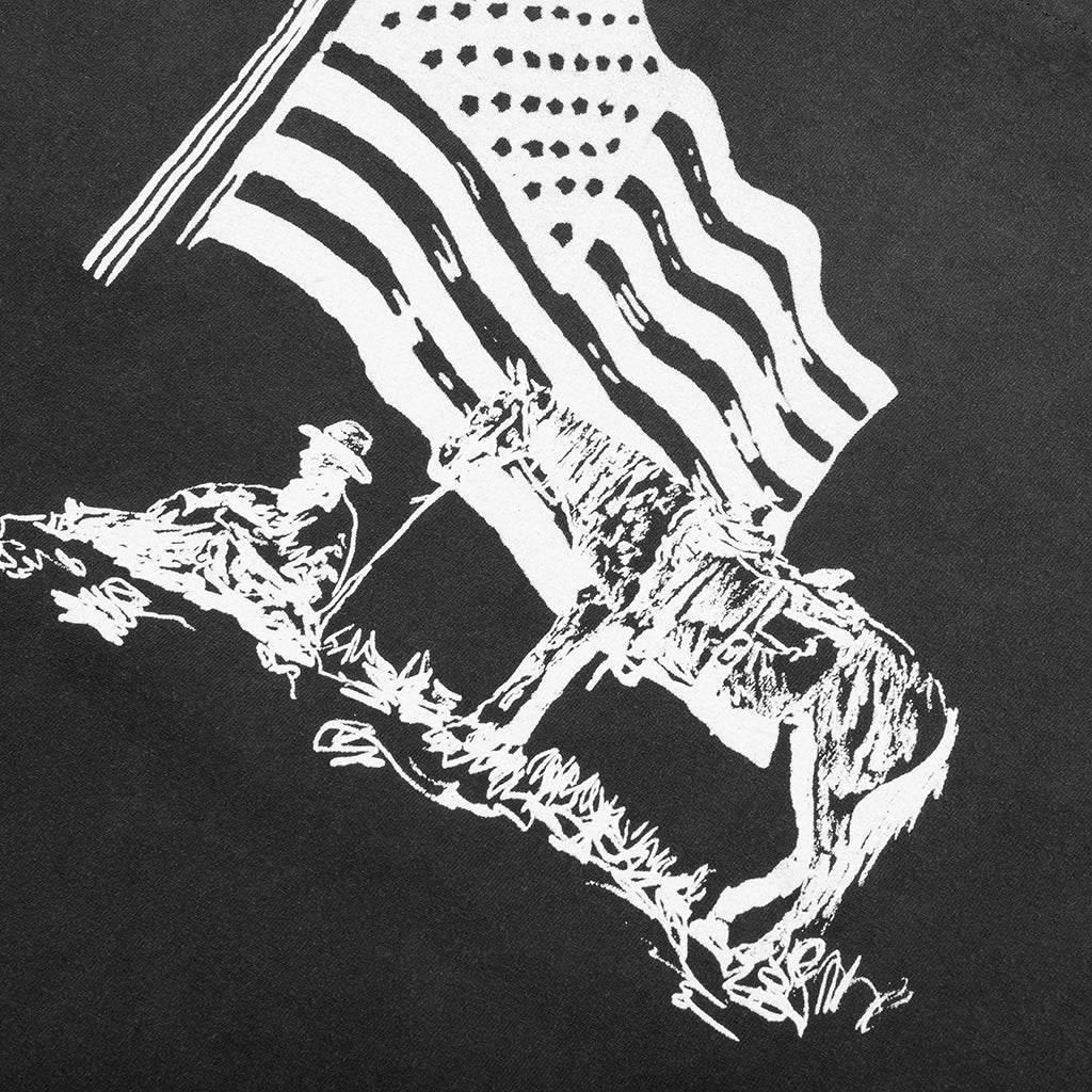 American Flag Cowboy Long Sleeve Tee Washed Black