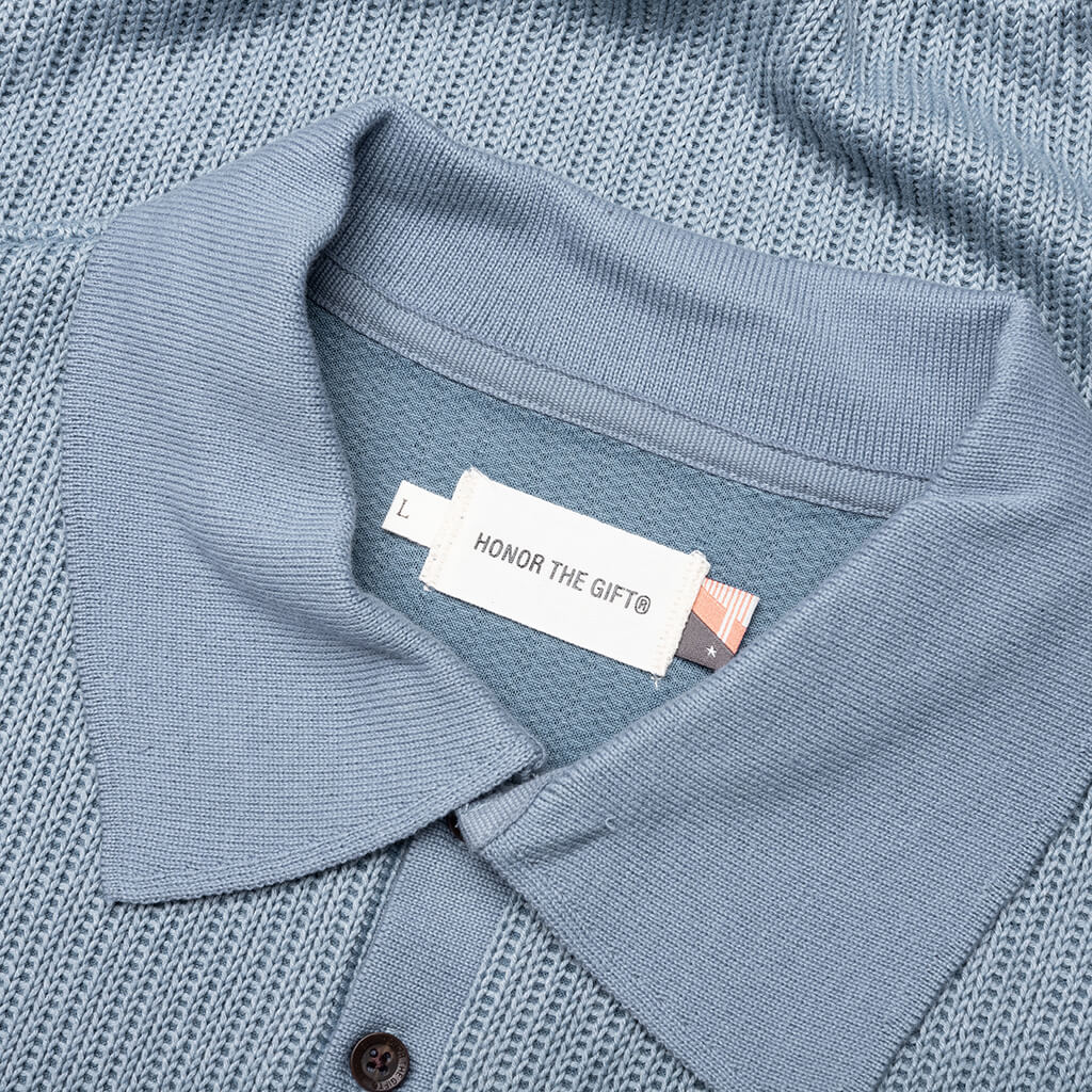 B Summer Knit Polo Shirt Blue