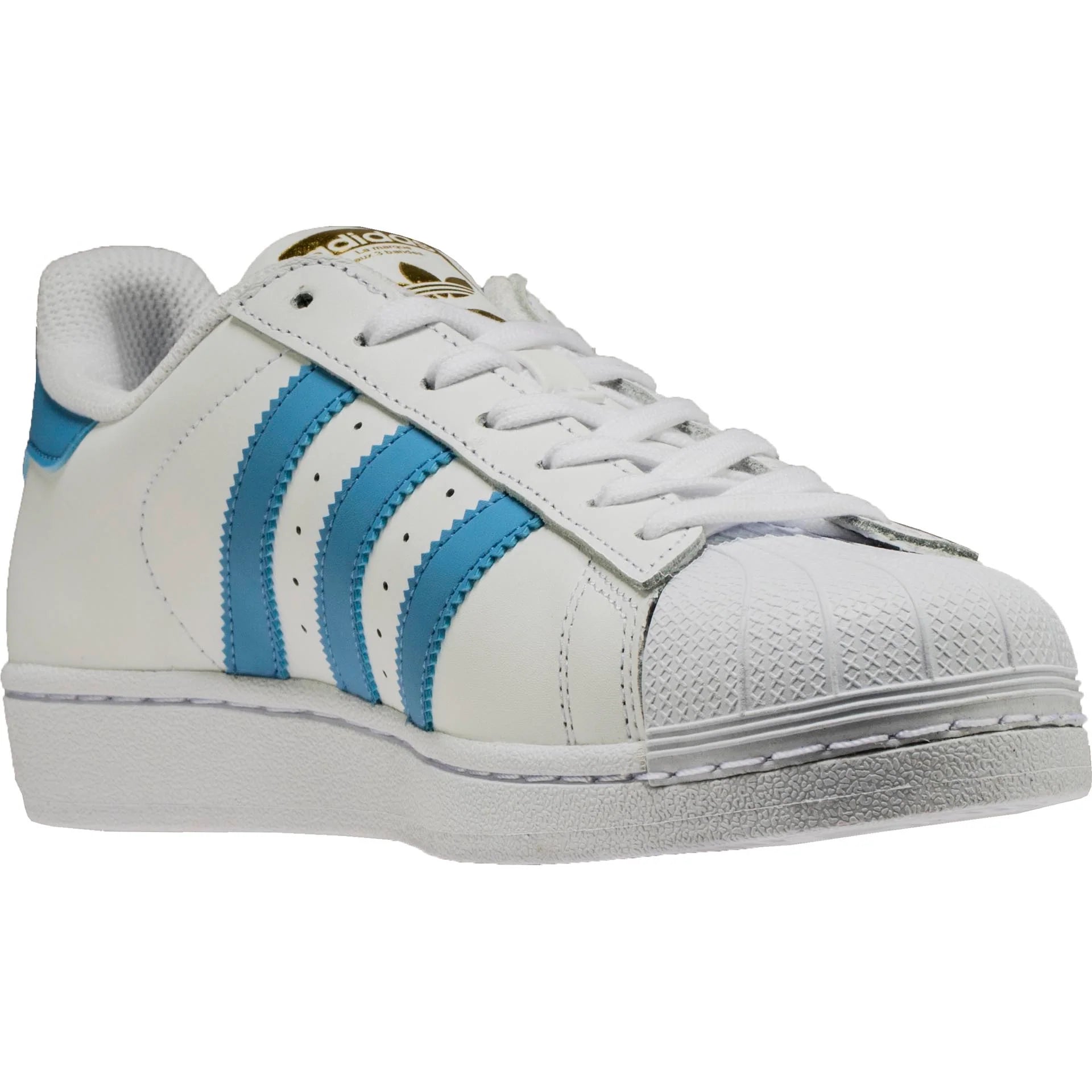 Superstar Foundation Mens White Light Blue Metallic Gold