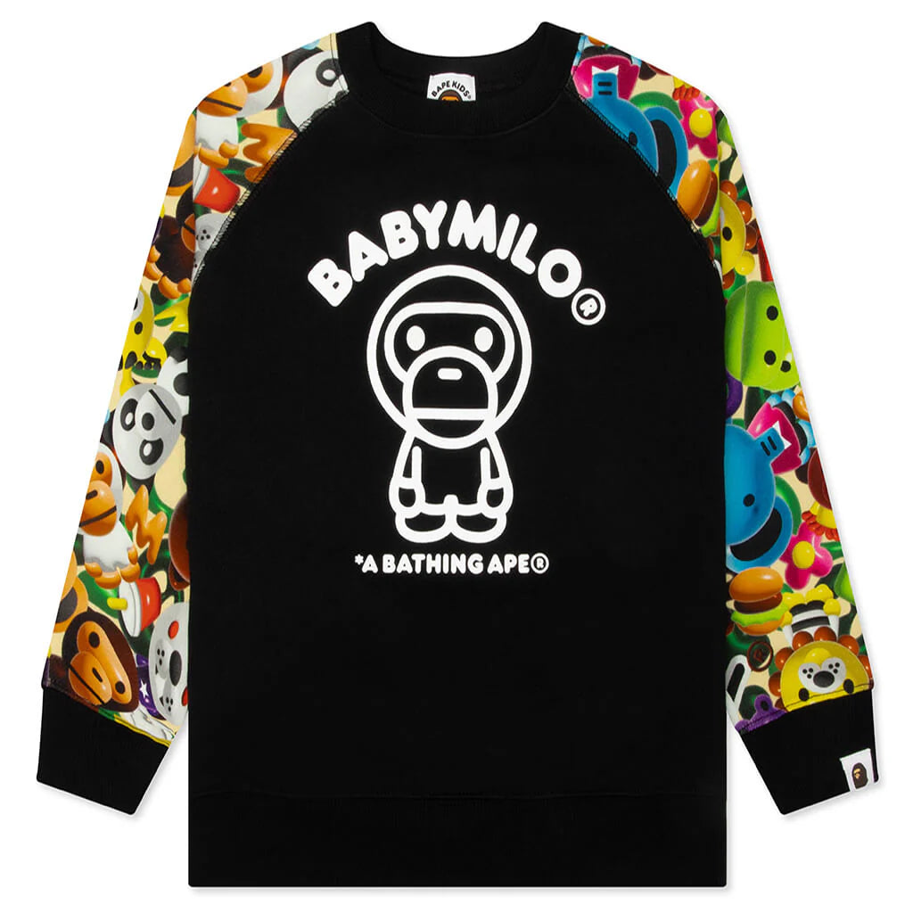 Kids 3D Milo All Friends Crewneck Sweatshirt Black