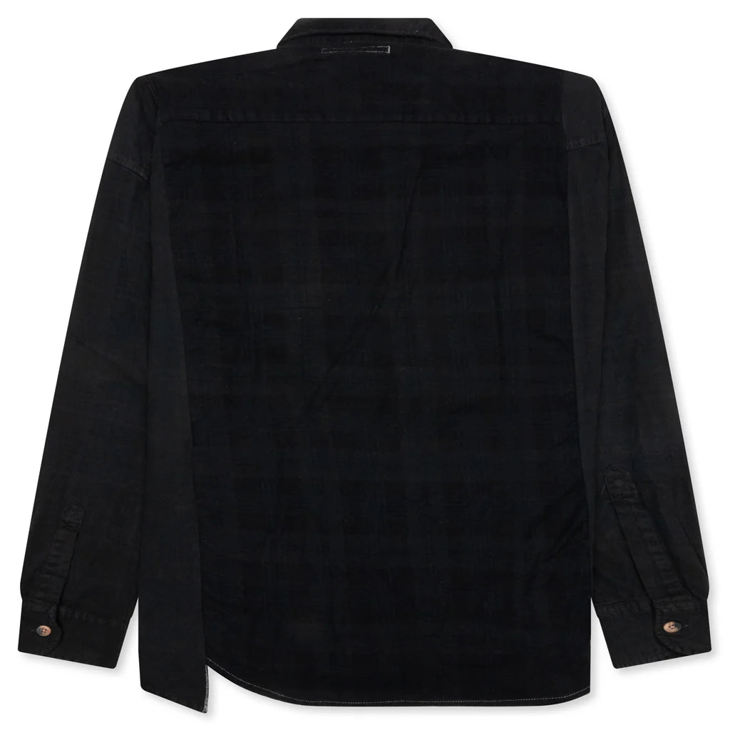 Over Dyed Ribbon Wide Shirt Black