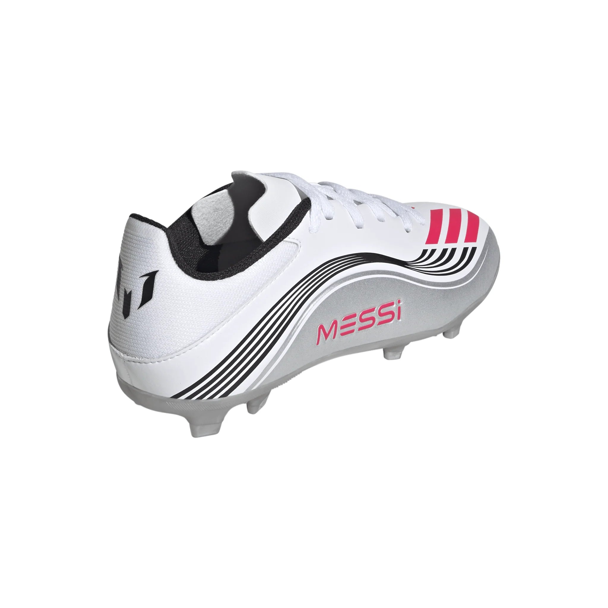 adidas F50 Messi League Firm Multi Ground Youth Soccer Cleats White Red Silver