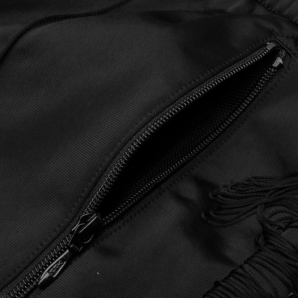 Tricot Jersey Fringe Track Pant Black