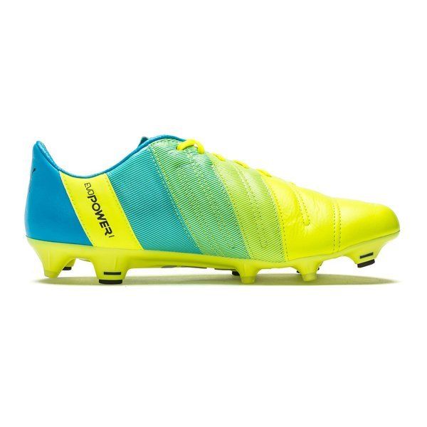 PUMA Evopower 13 LT FG Firm Ground Soccer Cleats Safety Yellow Black Atomic Blue