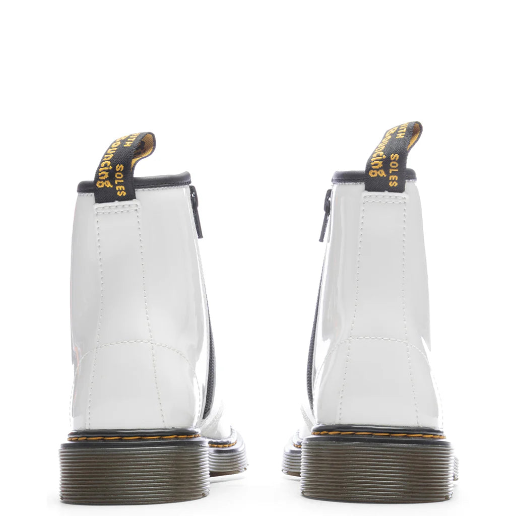 Junior 1460 Patent Leather Boots White Patent Lamper