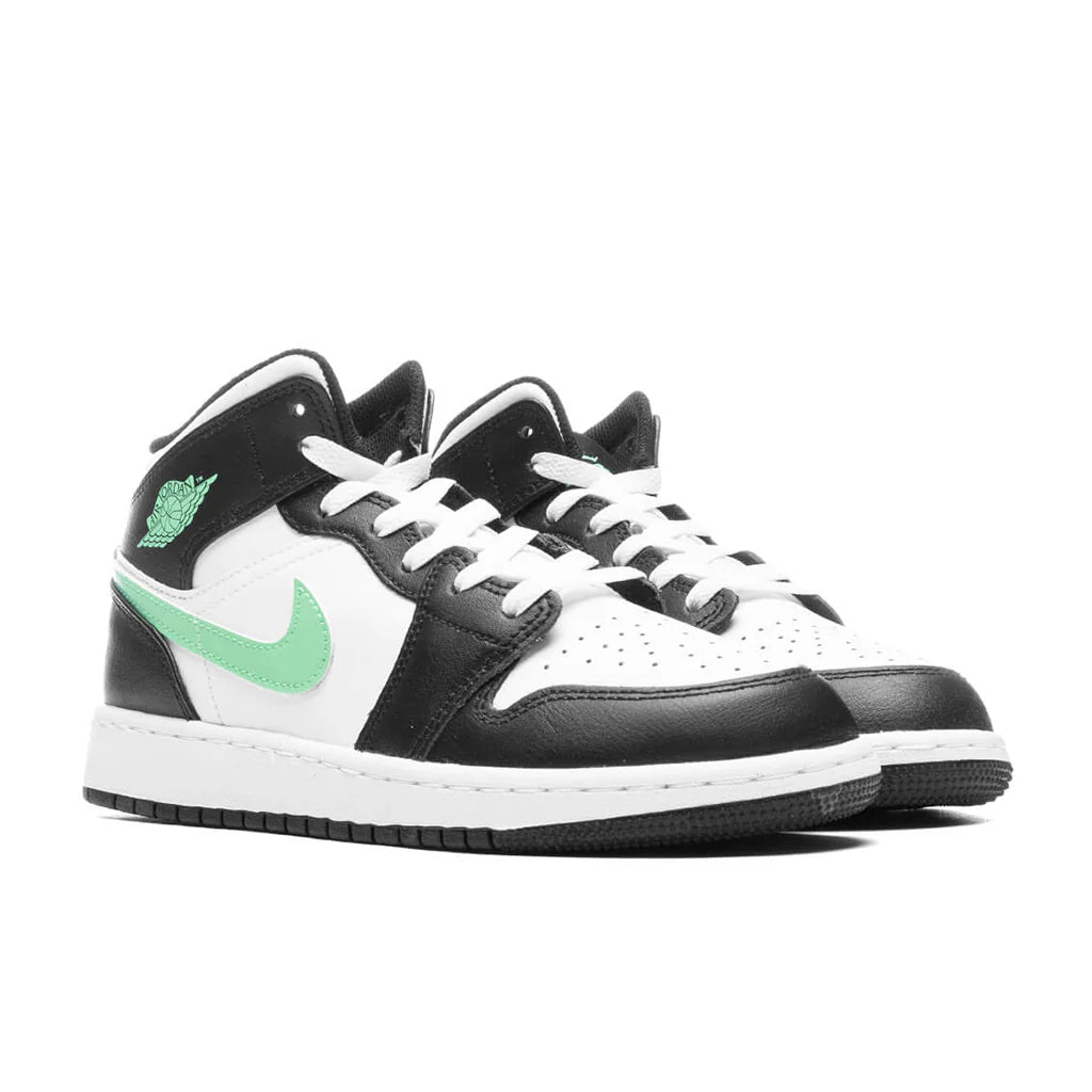 Air Jordan 1 Mid GS White Green Glow Black