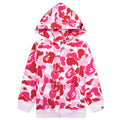Kids Abc Camo Shark Zip Hoodie Pink