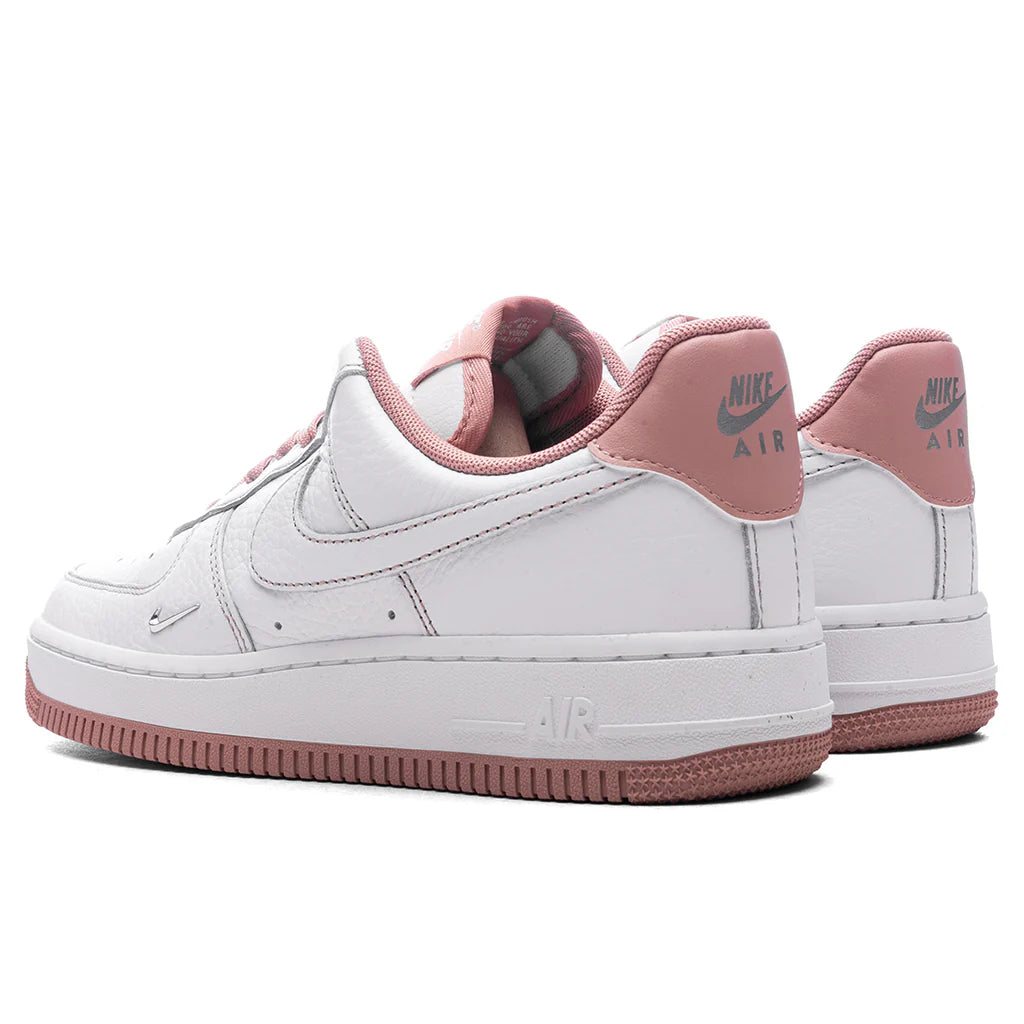Womens Air Force 1 07 Mini Jewel White Particle Pink Metallic Silver