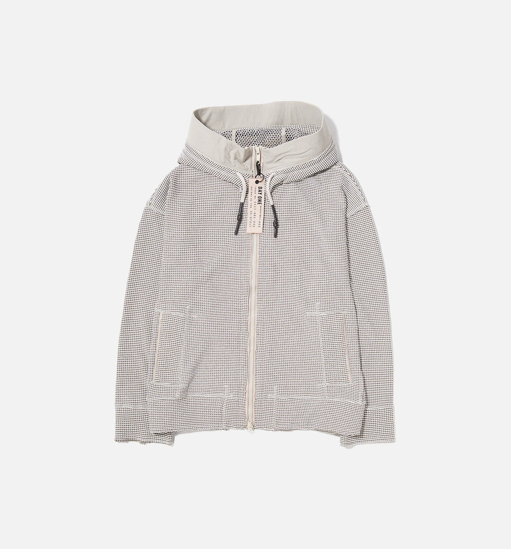 adidas Day One Waffle Hooded Track Top Jacket Mens Creme Brown