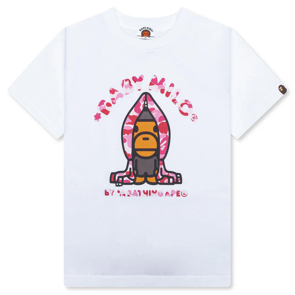 Kids ABC Camo Milo Hoodie Tee White Pink