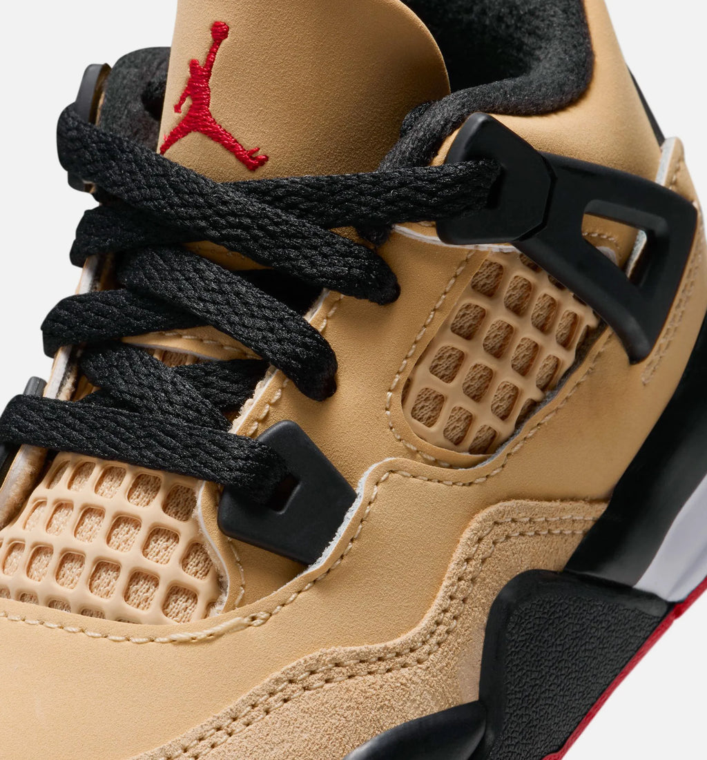 Air Jordan 4 Retro Infant Toddler Lifestyle Shoe Sesame Fire Red Black White