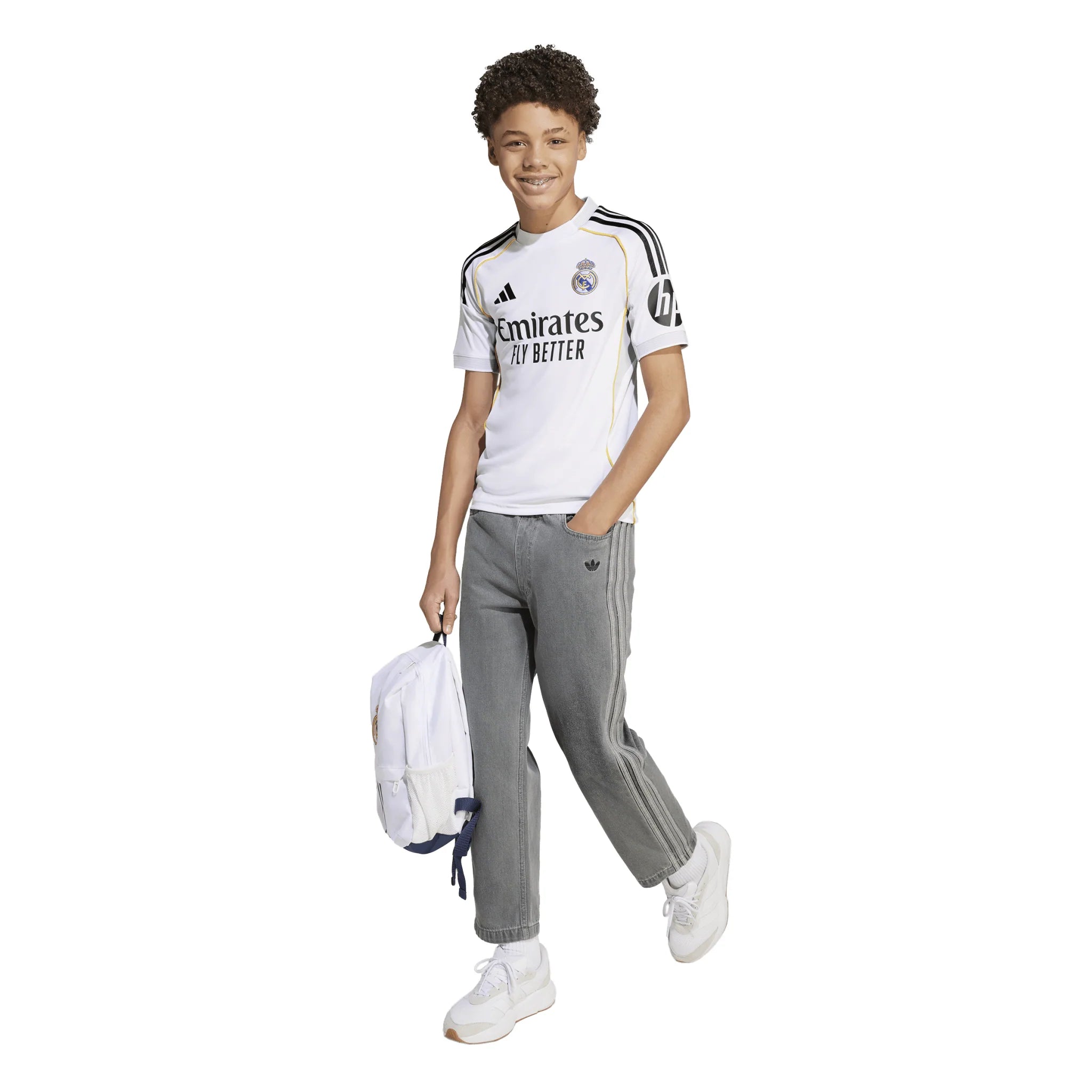 adidas Real Madrid Home Youth Soccer Jersey 25 26 White