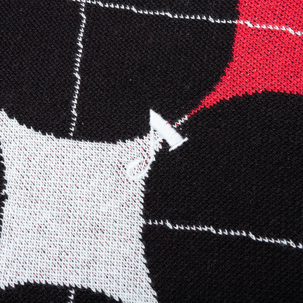 Arglye Knit Cardigan Black