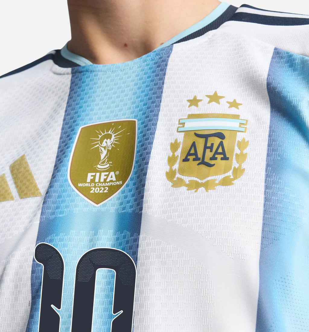 Argentina 26 Home Messi Authentic Mens Jersey White Icey Blue Light Blue