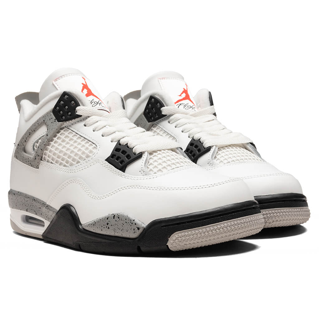 Air Jordan 4 Retro White Cement Summit White Fire Red Cement Grey Black