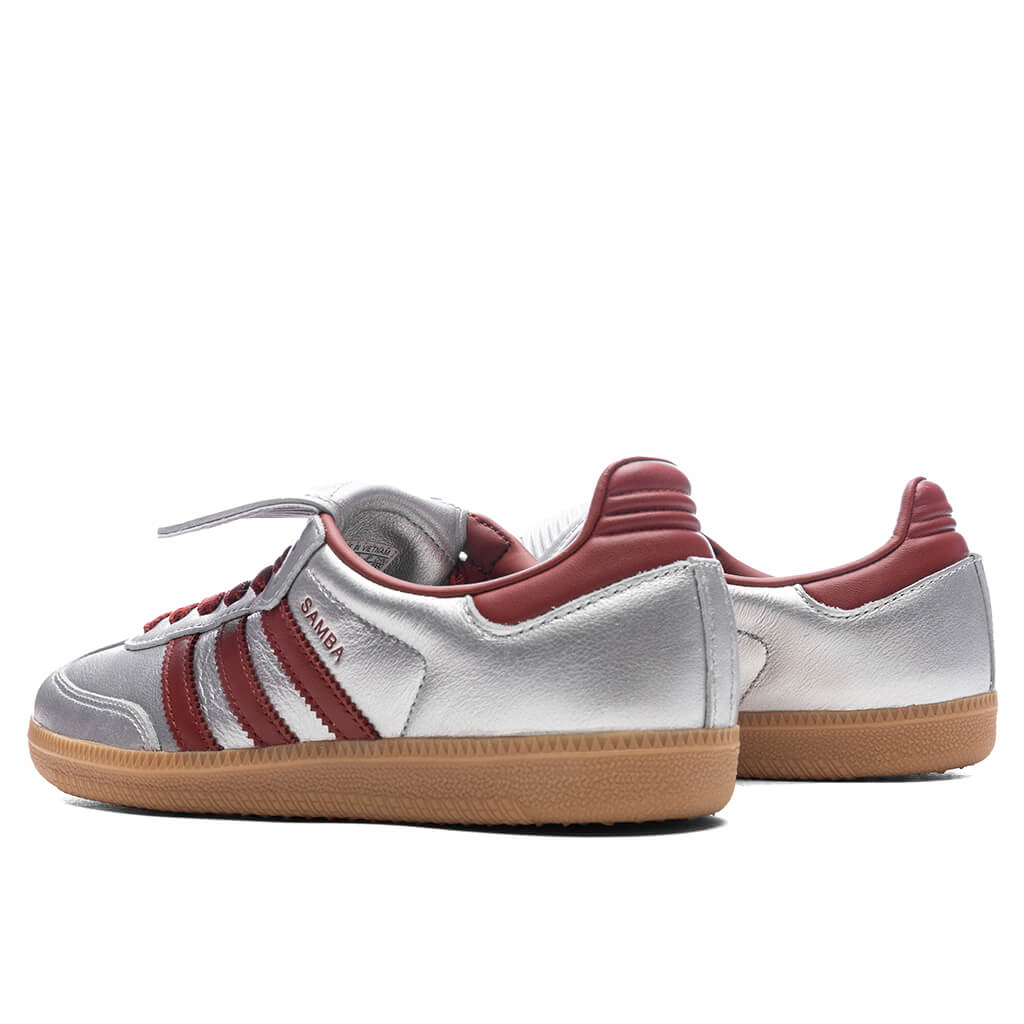 Womens Samba Long Tongue Silver Metallic Preloved Ruby Gum