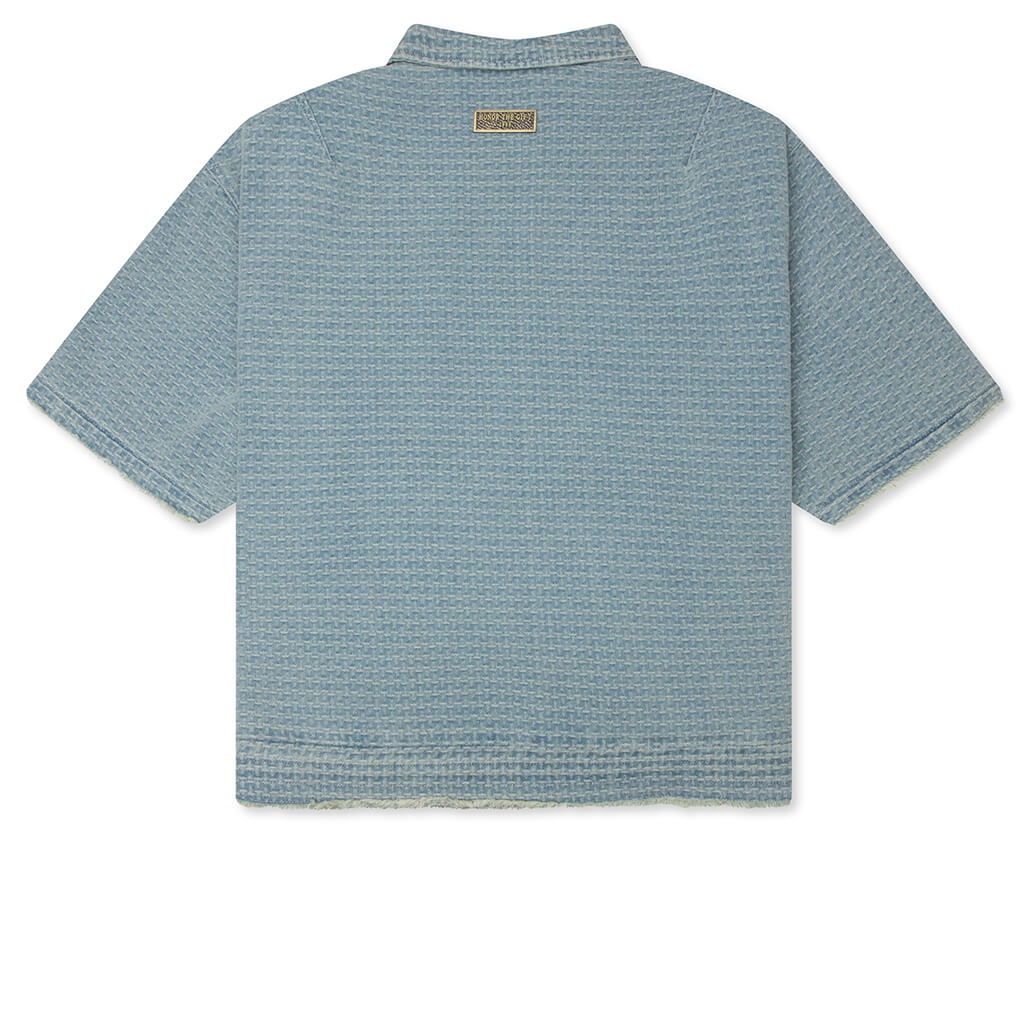 Vintage Indigo Zip Front Short Sleeve Light Indigo