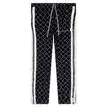 Abc Diamond Chain Stitch Quilted Wool Zipper Breakaway Pants Navy