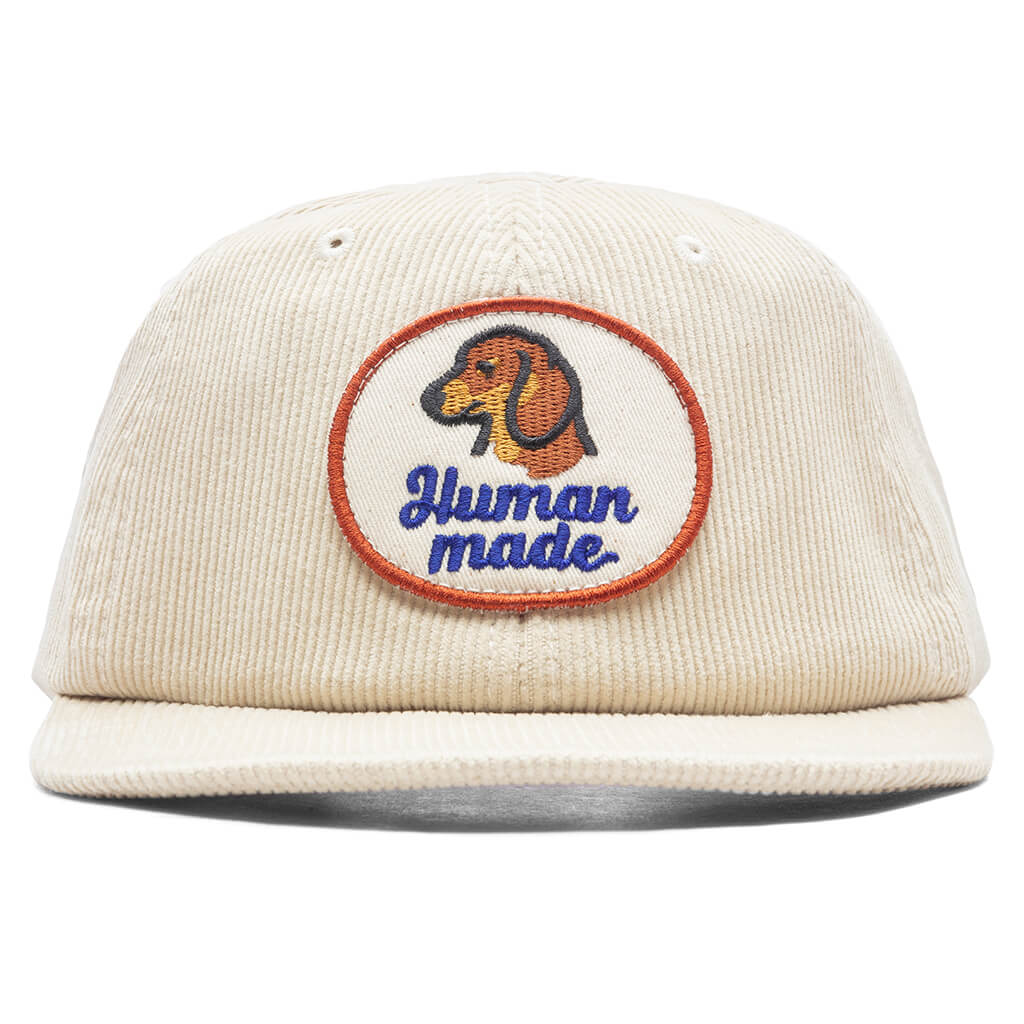 6 Panel Corduroy Cap White