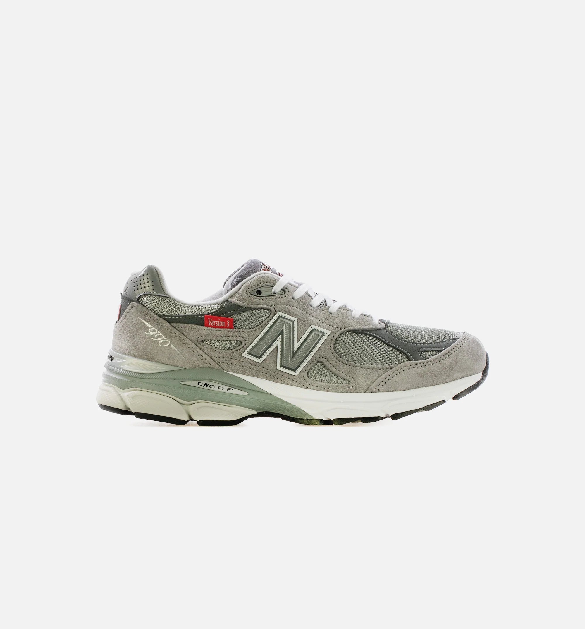 Made in USA 990v3 Mens Running Shoe Grey White Red