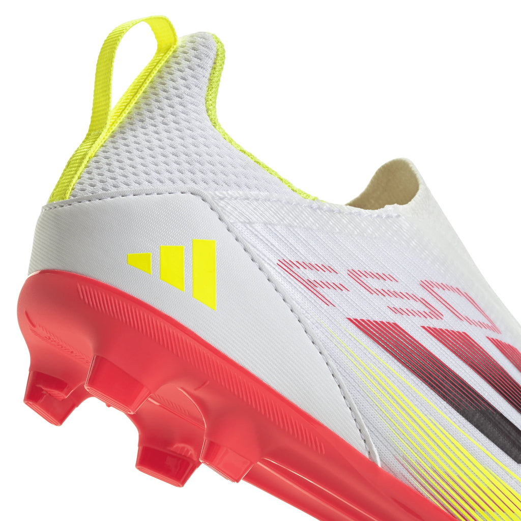 adidas F50 League Laceless FG MG Youth Soccer Cleats White Black Yellow