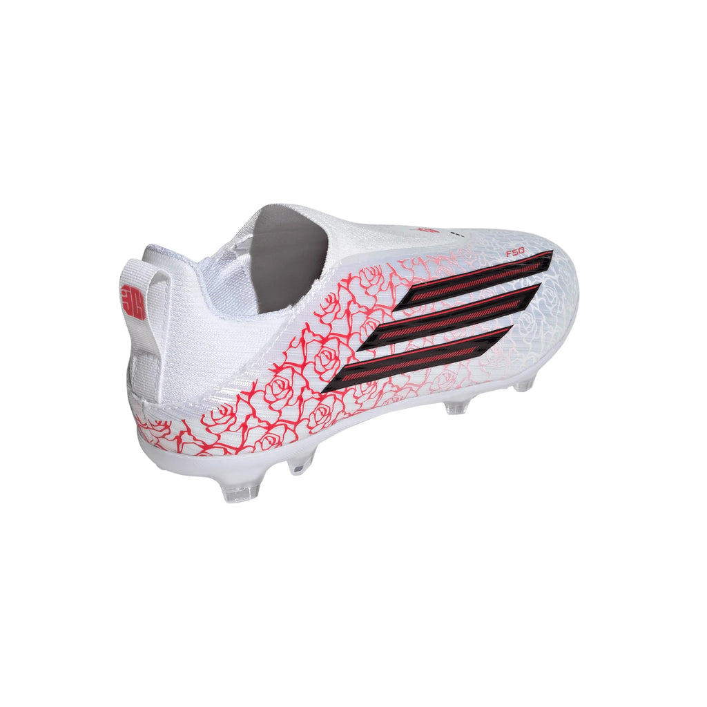 adidas F50 League Laceless FG Firm Ground Youth Soccer Cleats White Black Red