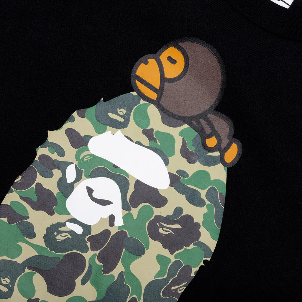 Kids ABC Camo Milo on Big Ape Tee Black Green