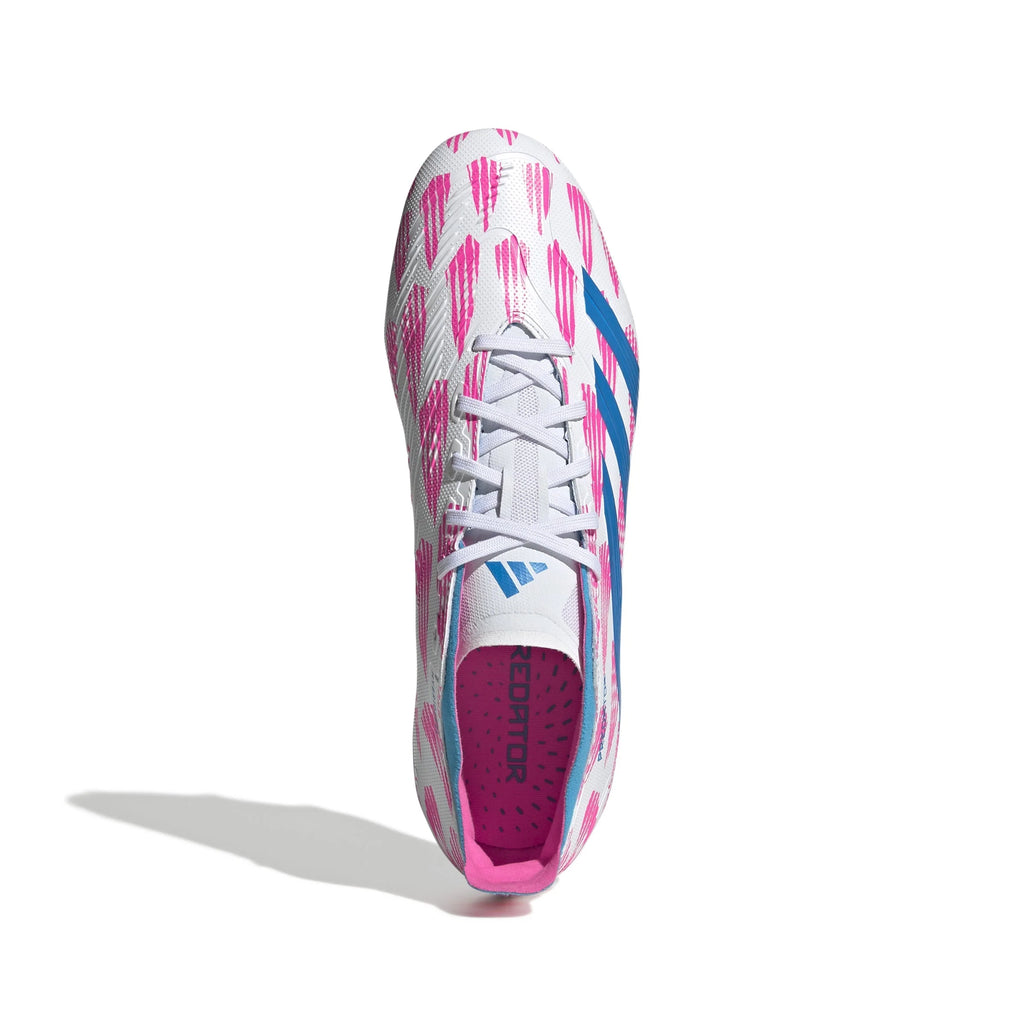 adidas Predator League FG Firm Ground Soccer Cleats White Solar Blue Solar Pink
