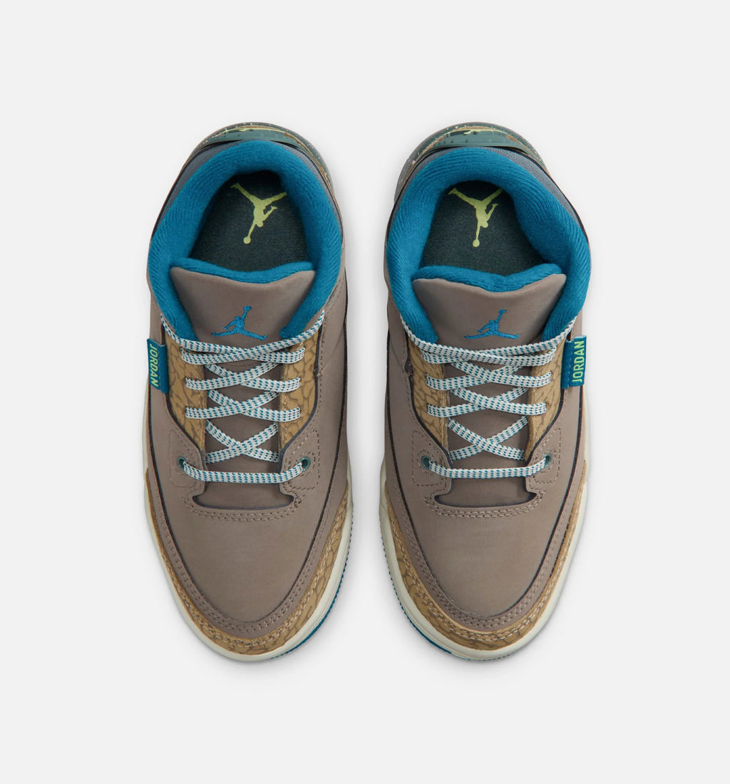 Air Jordan 3 Retro Olive Grey Preschool Lifestyle Shoe Olive Grey Green Abyss Khaki Sea Glass