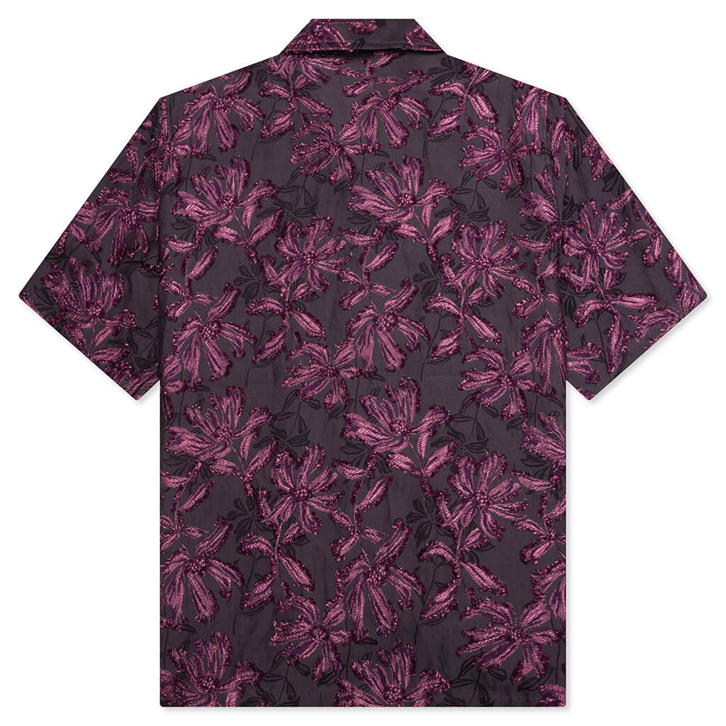 Flower Cut Cabana Shirt Charcoal