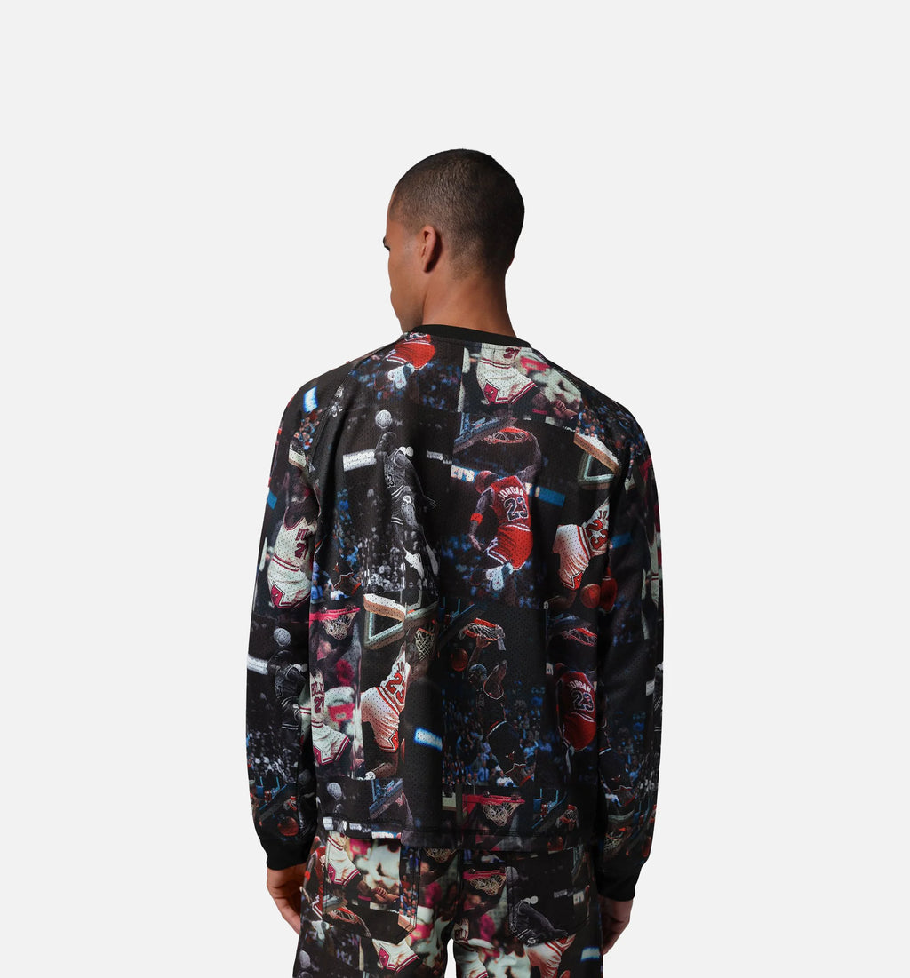 Jordan Flight Printed Long Sleeve Mens Jersey Black White