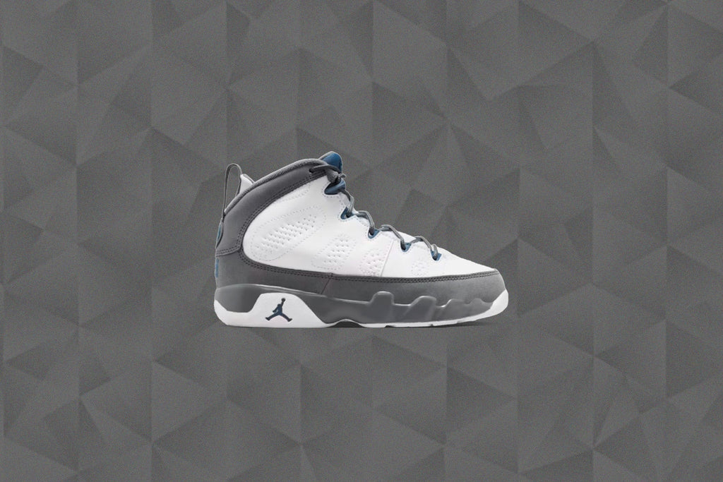 Air Jordan 9 Retro Flint Grey PS White French Blue Flint Grey