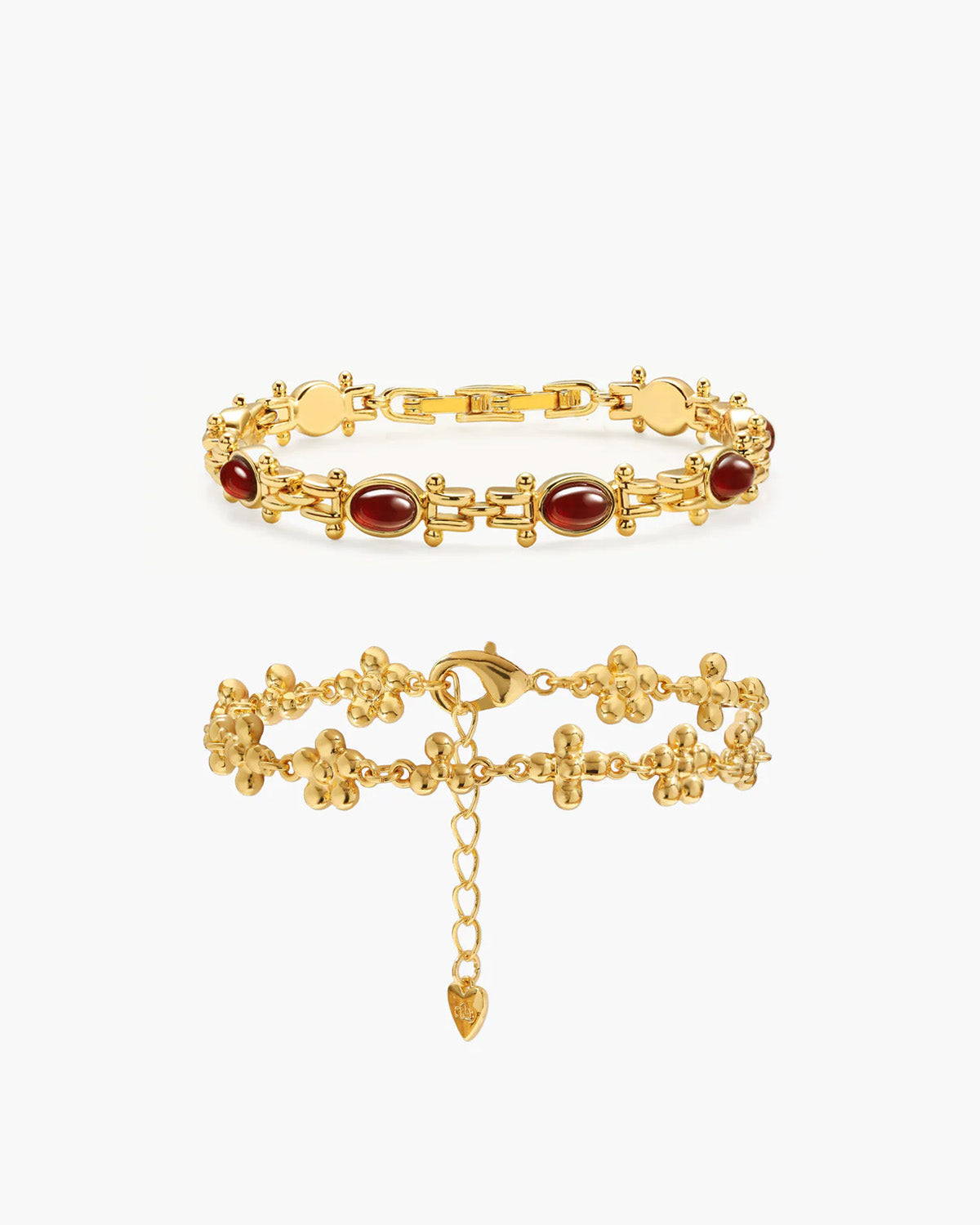 Tess's Treasure Carnelian & Daisy Molecule Bracelet Set
