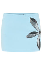 Bloom And Tease Knit Mini Skirt Ice Blue